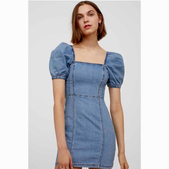 Zara Denim Puff Sleeve Dress - Picture 1 of 4